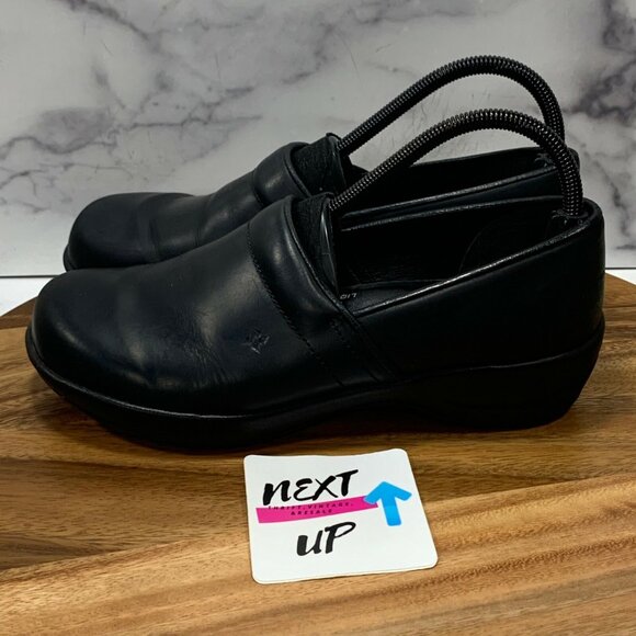 Sanita Womens Black Leather Round Toe Slip On Comfort Clogs EU 41 US 10.5-11 - Picture 1 of 8